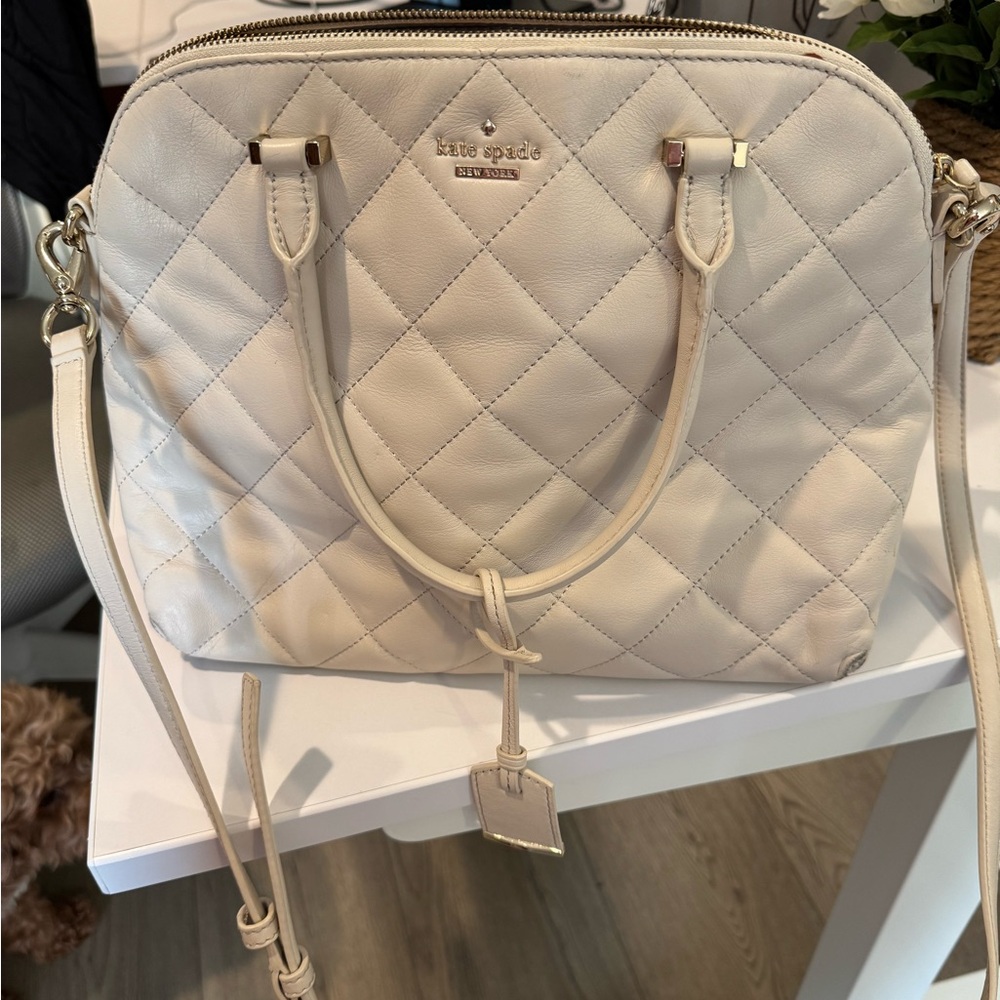 Kate Spade Cream Quilted Leather Bag